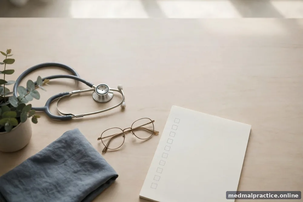 Blank checklist notepad beside reading glasses on a light desk, with no legible text