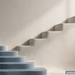 Abstract ascending steps in soft light suggesting a process, calm neutrals, no text