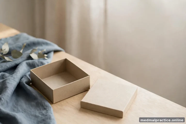 A simple lid resting beside an open blank box on a light desk, abstract metaphor, no text