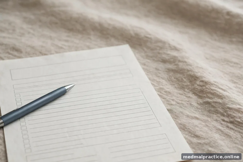 A pen over a blank fee-agreement outline, close view, no legible text