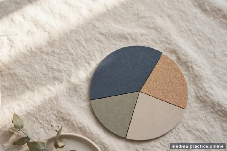 A simple percentage-free pie-chart-like abstract in calm tones, no numbers or text