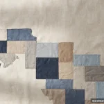 Abstract patchwork of soft muted rectangles suggesting a map, no labels or text