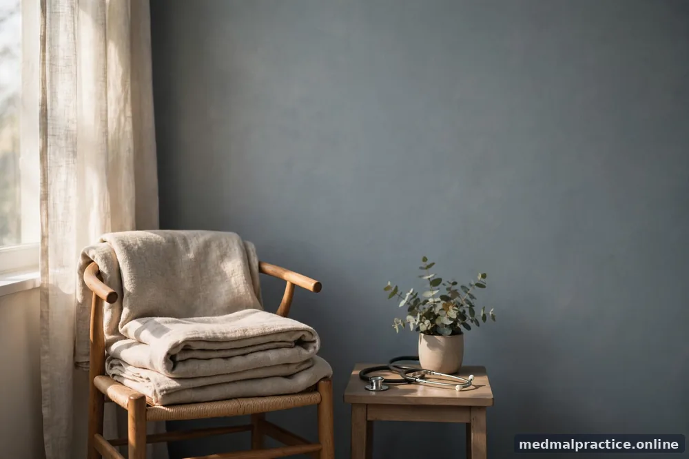 A folded blanket on a chair in warm daylight, quiet comfort motif, no text