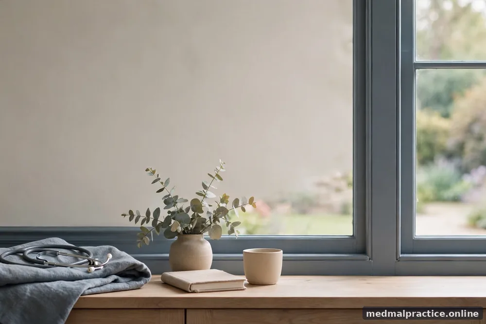 Soft-focus garden view through a window, peaceful, no people