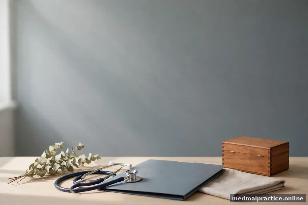 A small keepsake box beside a folder on a bright desk, orderly, no text